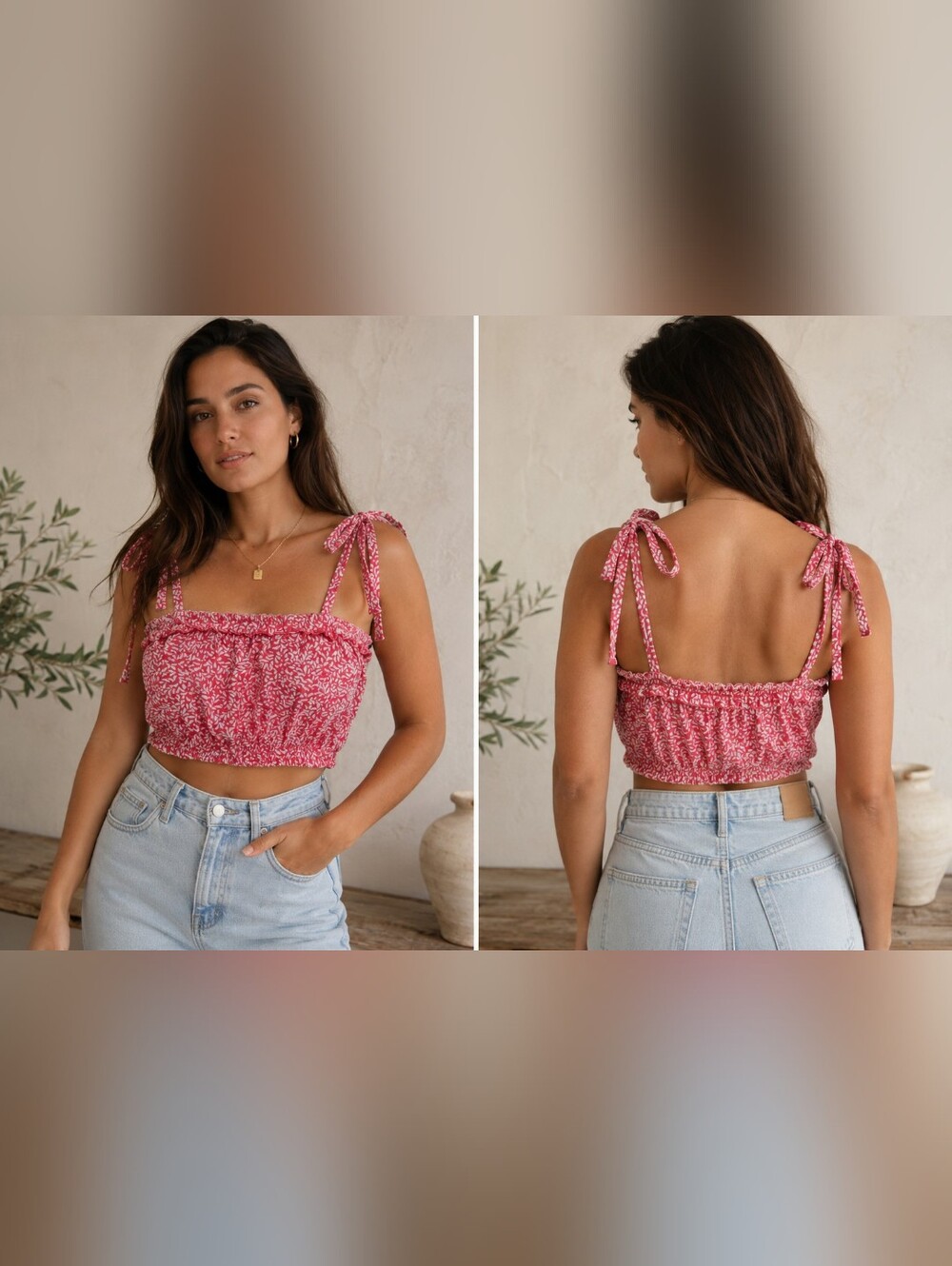 Kiwi & Punch Miami Smocked Crop Top Size L Coral Floral NWT Tie Strap Summer